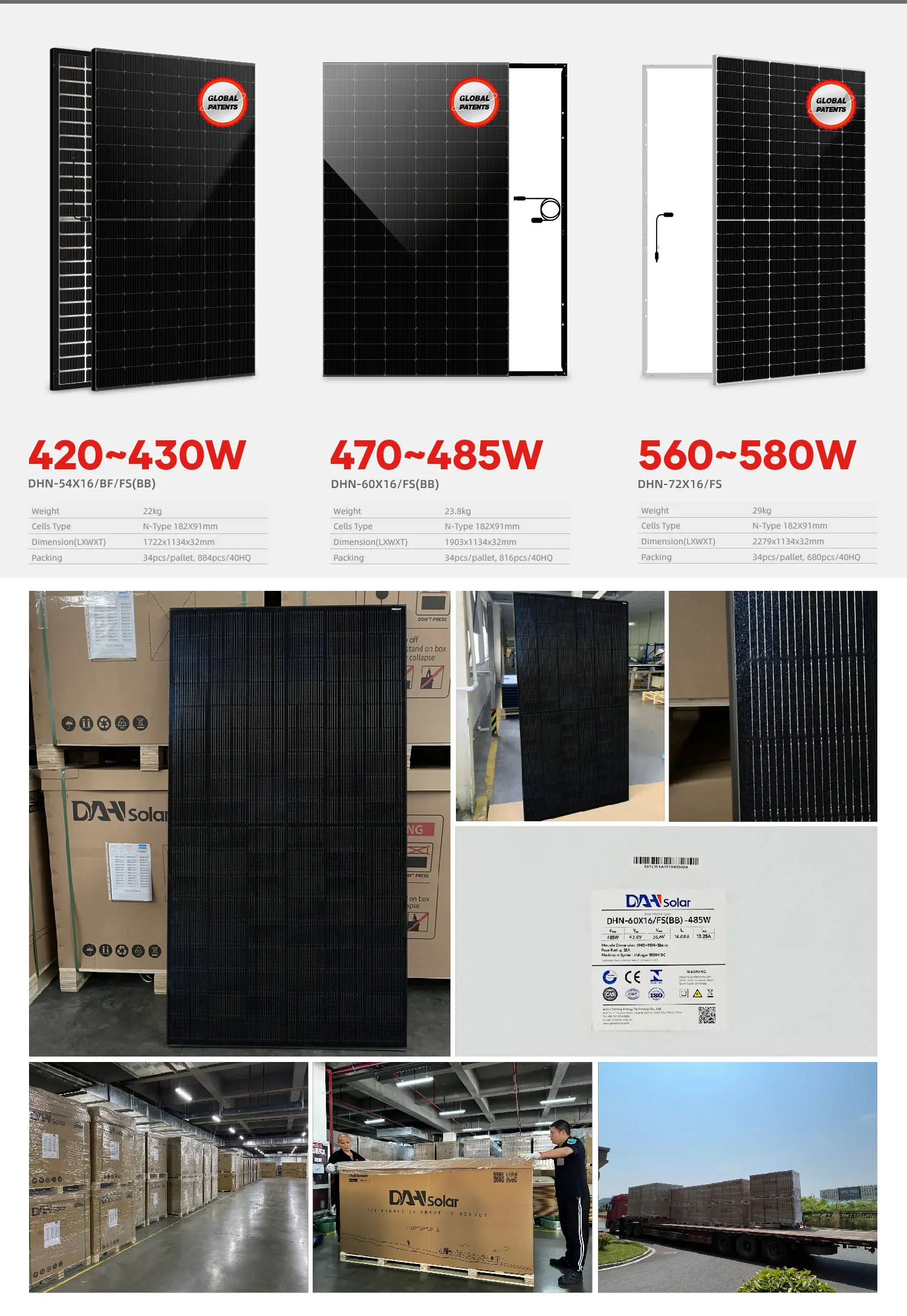 Solar Panel Store Europe Warehouse 550W 560W Monocrystalline Solar Panels - 182mm 500 ...