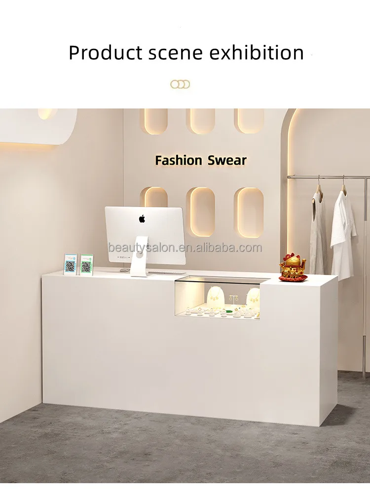 Luxury Front Desk Counter Reception Modern Metal Movable Hotel Beauty ...