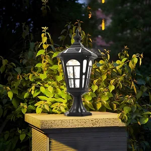 Outdoor Solar Small Retro Pillar Post Lamp LED Fixtures with IP65 Waterproof Rating for Residential Home Garden