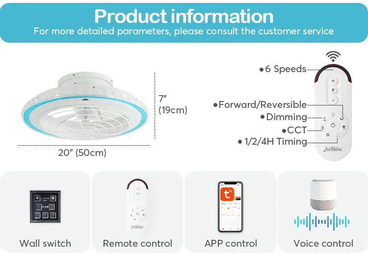 1stshine Led Ceiling Fan With Light And Remote Dc Motor Acrylic Shell