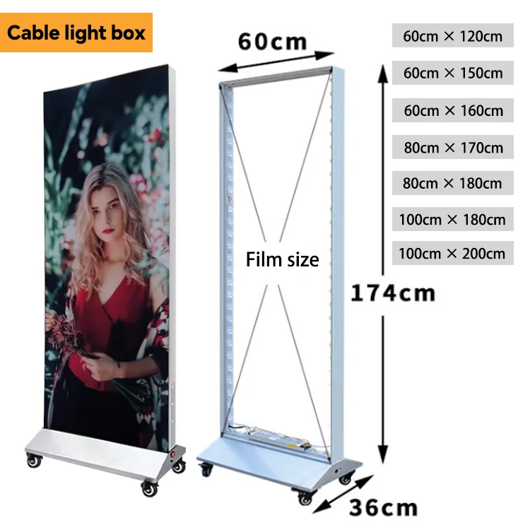 Indoor Outdoor Free Stand Lightbox Cosmetics Restaurant Beer Menu Sign Board Led Box Advertising with Aluminum Frame supplier