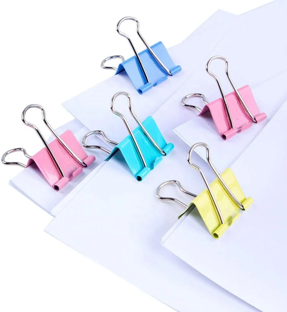 Berbagai macam klip Binder 15mm 19mm 25mm 41mm 51mm, warna untuk  perlengkapan kantor rumah dan Sekolah - Main Image