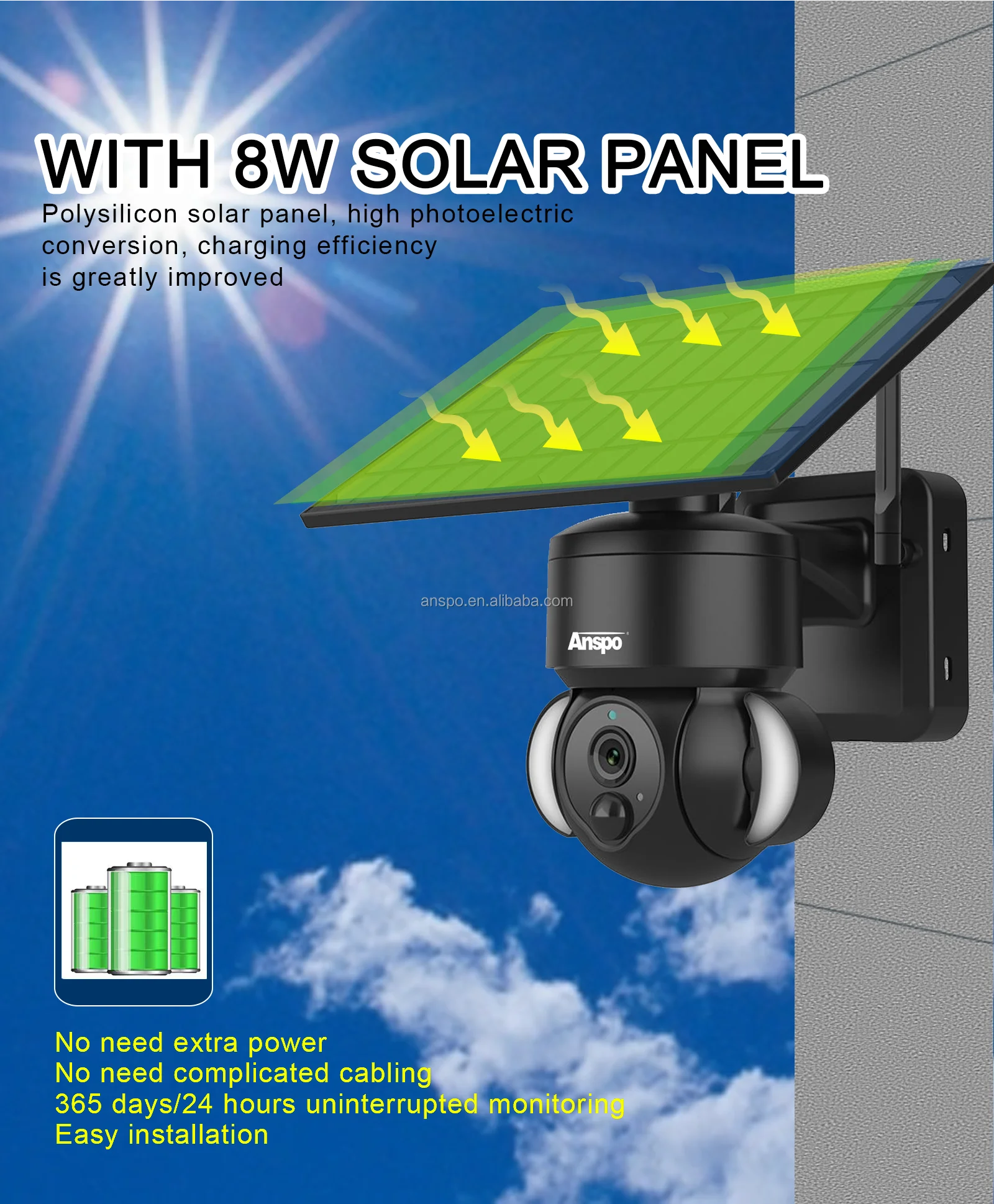 Anspo 3MP Solar 4G IP Camera - Versatile Security Solution