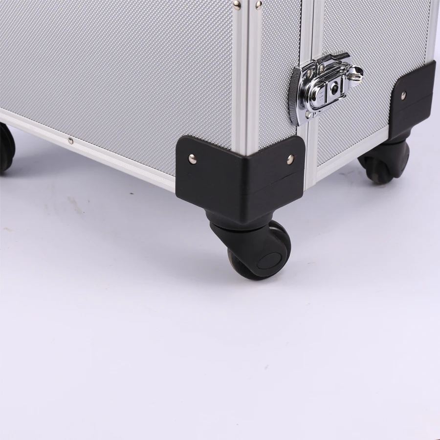 Aluminum Trolley case for Salesman with Drawers Aluminum Jewelry Cae with Trolley