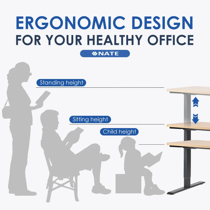 AR2 Rectangle 2 Stage Lifting Column Electric Height Adjustable Sit Stand Desk Table Leg for Standing Desk