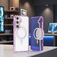 Clear Shockproof TPU Transparent Magnetic Phone Cover for Samsung S24 ultra Plus A55 PC TPU Material Mobile Phone Case