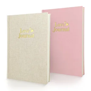 Linen Message Book A5 Leather Cover Thread Sewing Binding Hand Book for Love Book Journey Record Between Lovers Bronzing Notepad