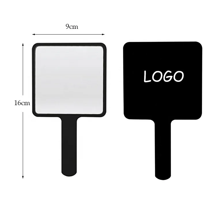 Custom Logo Abs Plastic Small Handheld Square Makeup Vanity Mirror