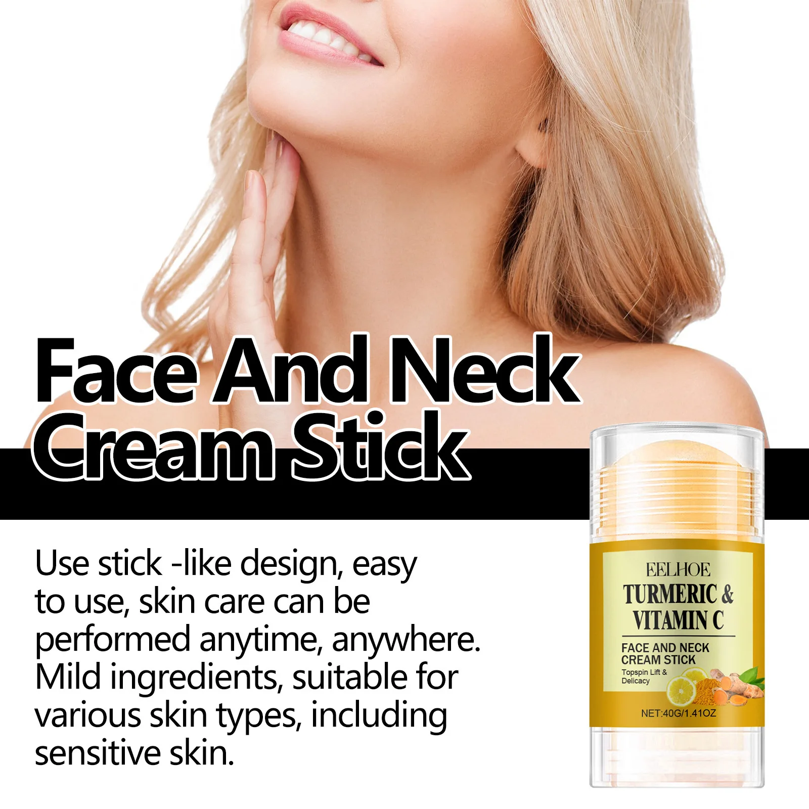 EELHOE Skin Care Moisturizing Lifting Firming Anti Aging Brightening Turmeric Vitamin C Facial Neck Cream Stick