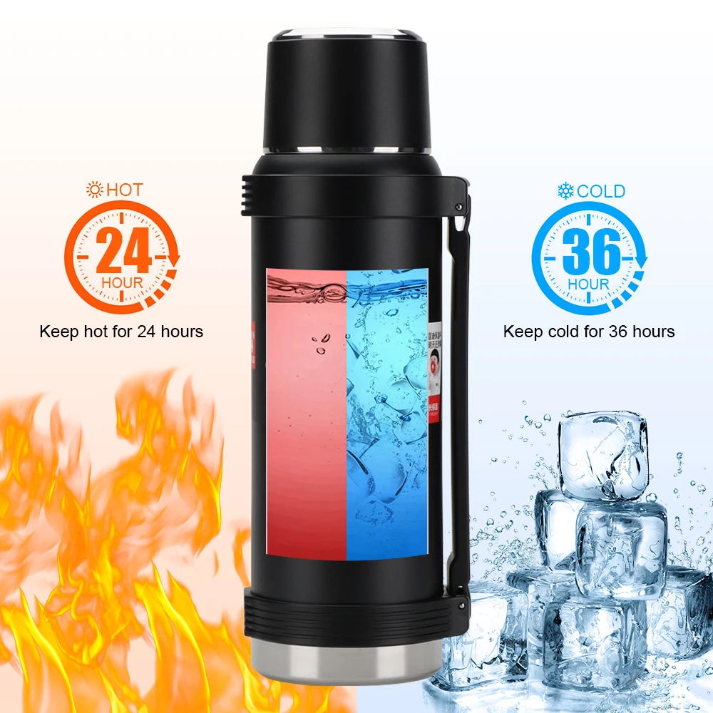 Custom Design Large Capacity Double Wall Stainless Steel Insulated Water Bottle Sport Wide Mouth Thermos Vacuum Insulated Flask