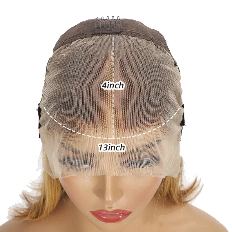 Ginger Orange 13x4 Lace Front Human Hair Wigs For Women Water Wave Curly Short Bob_voghion.com