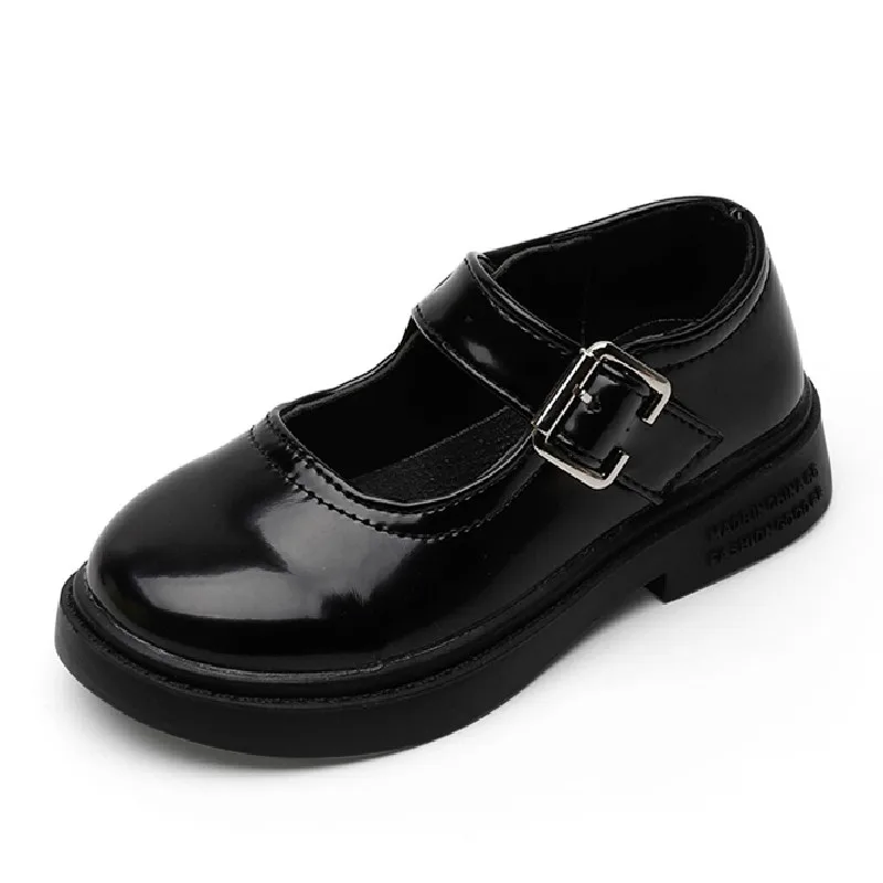 New Design Kids School Shoes Girls Shiny Pu Leather Shoes Casual Black ...