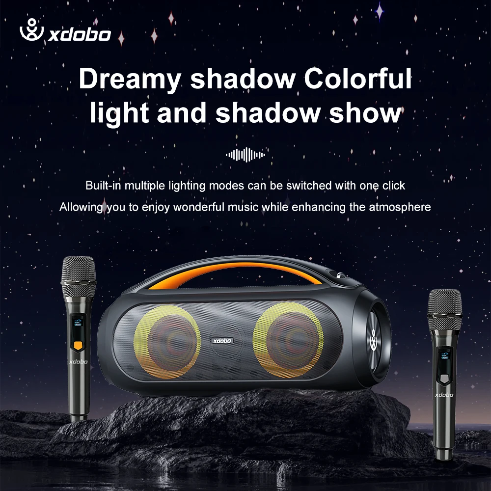 XDOBO Vibe Plus Karaoke Machine - 80W Portable PA System with 2 XDOBO Vibe Plus Karaoke Machine - 80W Portable PA System with 2