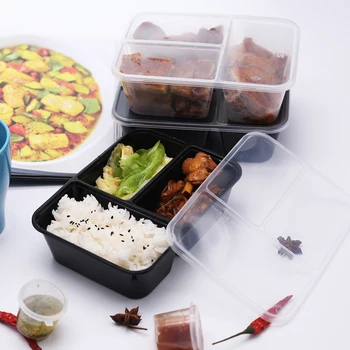 3 compartments disposable microwave safe pp food container plastic take away box food packing container
