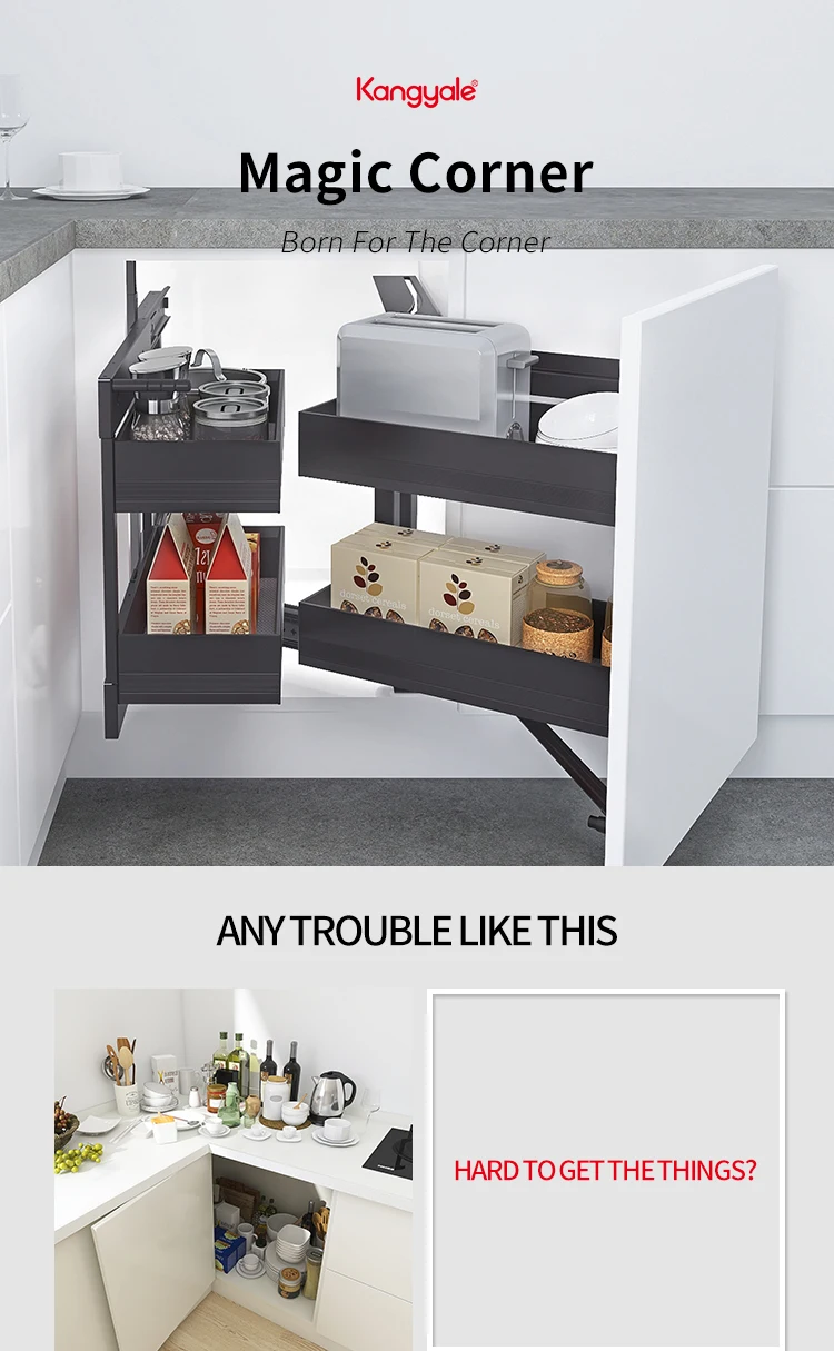 Kangyale Kitchen Corner Swing Tray Revolving Saucer Magic