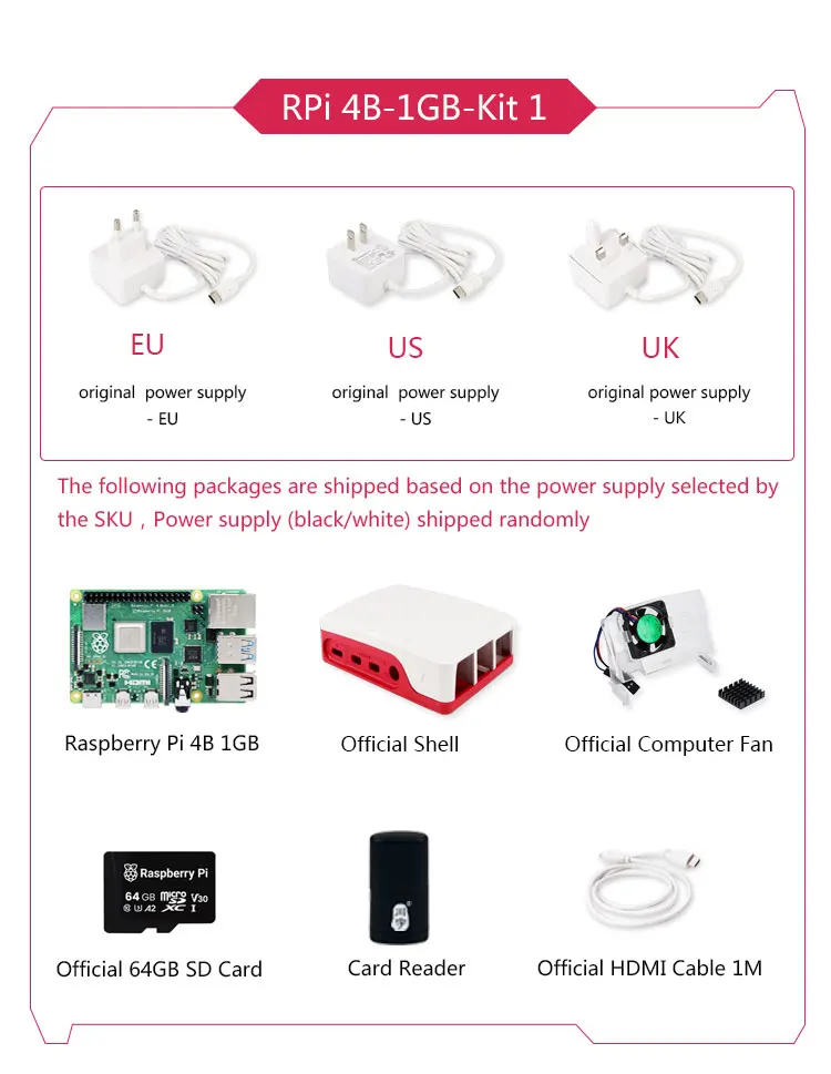 Raspberry Pi 4 Model B Pi 4B RAM 8GB 4GB 2GB 1GB , Original Starter Kit ...