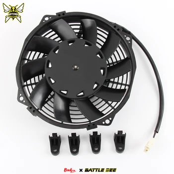 9 Inch Black Blade Electric Cooling Radiator Auto Fan Mounting Kit Universal 12V 120W Slim Reversible Design