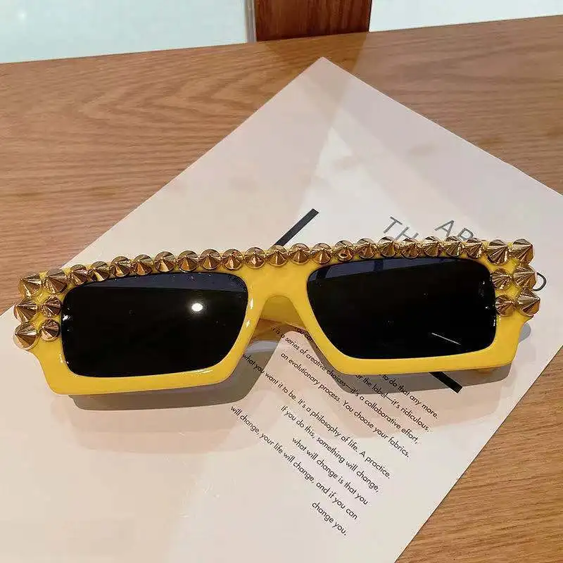 46215 gafas de remaches de metal gafas de sol cuadradas demujer 