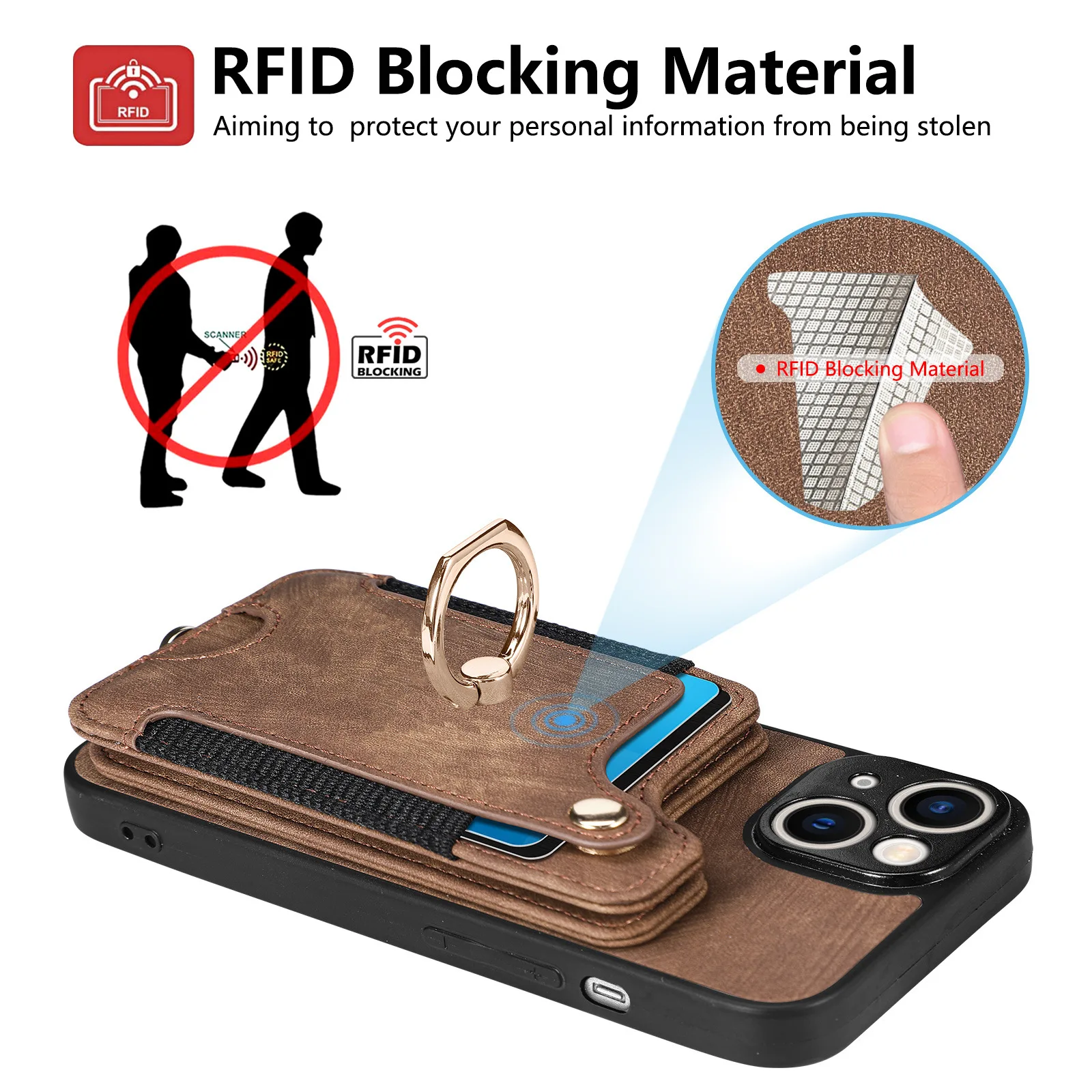 Multi-function Leather Phone Case With Rfid Blocking And Ring Holder_voghion.com
