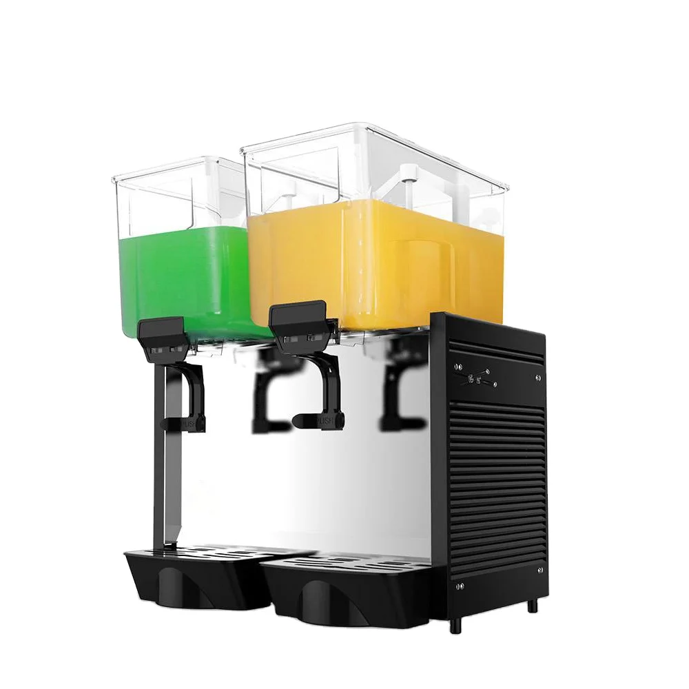 Cold Drink Dispenser with Tap Fruit Juice Dispenser 15L 2 tank Beverage Dispenser for Food Snack Stores