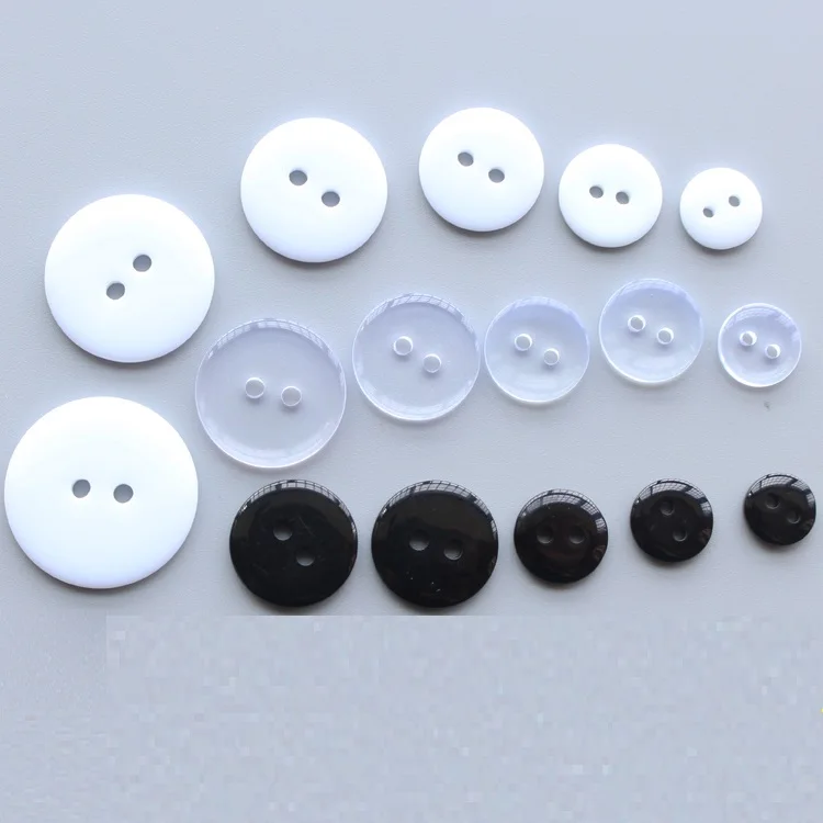 Custom Botones Para Camisas Polyester Button Sew 2 Holes Clear Resin Shirt Buttons for Clothes