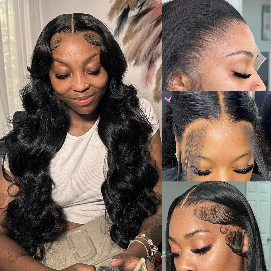 HD Transparent Lace Front Peruk Kroppsvågig Brasiliansk Remy Äkta Hår 200 Densitet Lace Frontal Peruk För Kvinnor 32 Inches_voghion.com