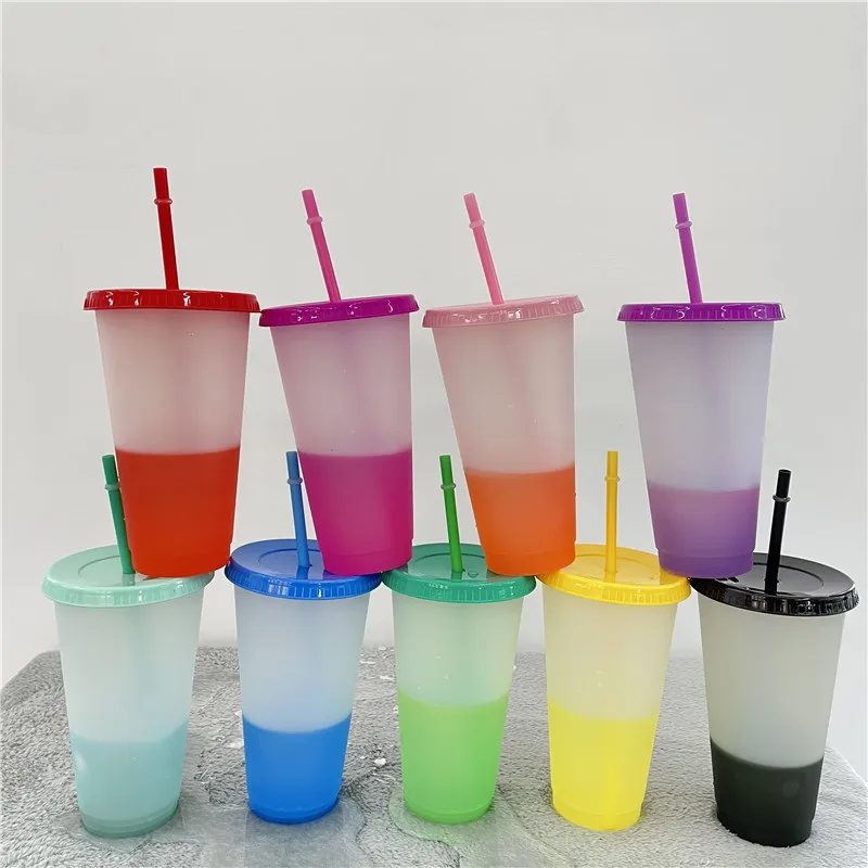24oz Reusable Plastic Tumblers - Color Changing Cups
