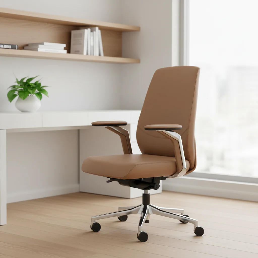 Professional Modern Ergonomic Leather Adjustable Height Headrest High Back Executive Office Chair 2
