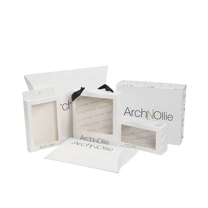 Custom Printed Paper Packaging Gift Set Skincare Cosmetic Box with Window Clear