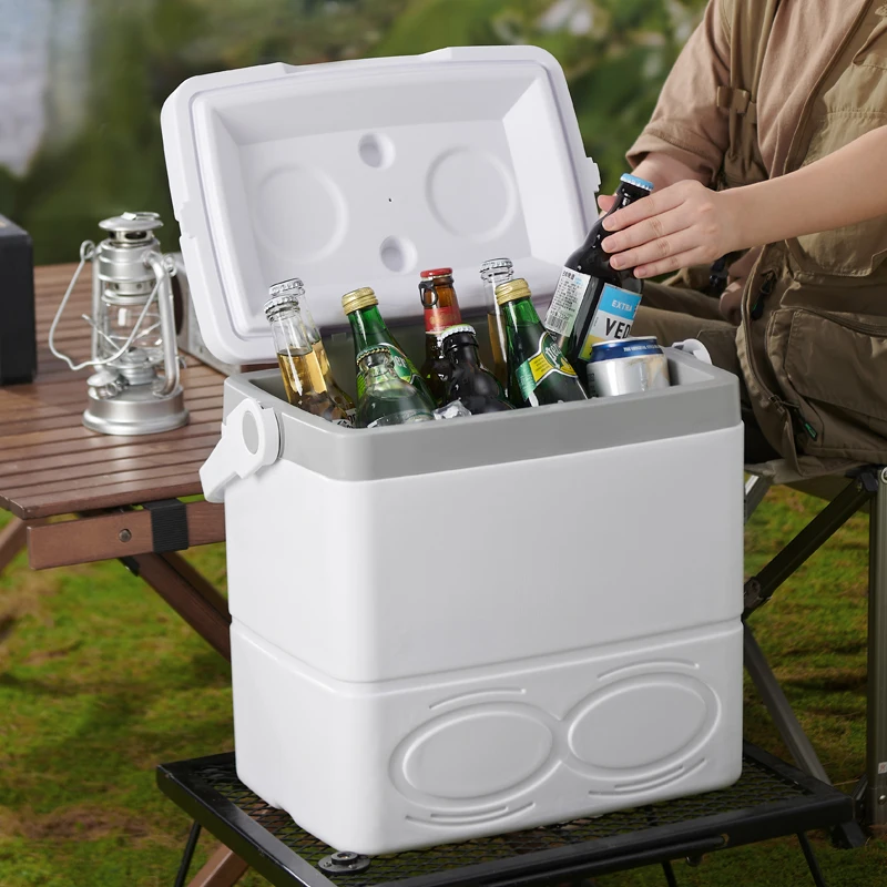29L Camping Cooler Plastic Cool Box Food Storage Insulated Ice Cooler Box  with Lock