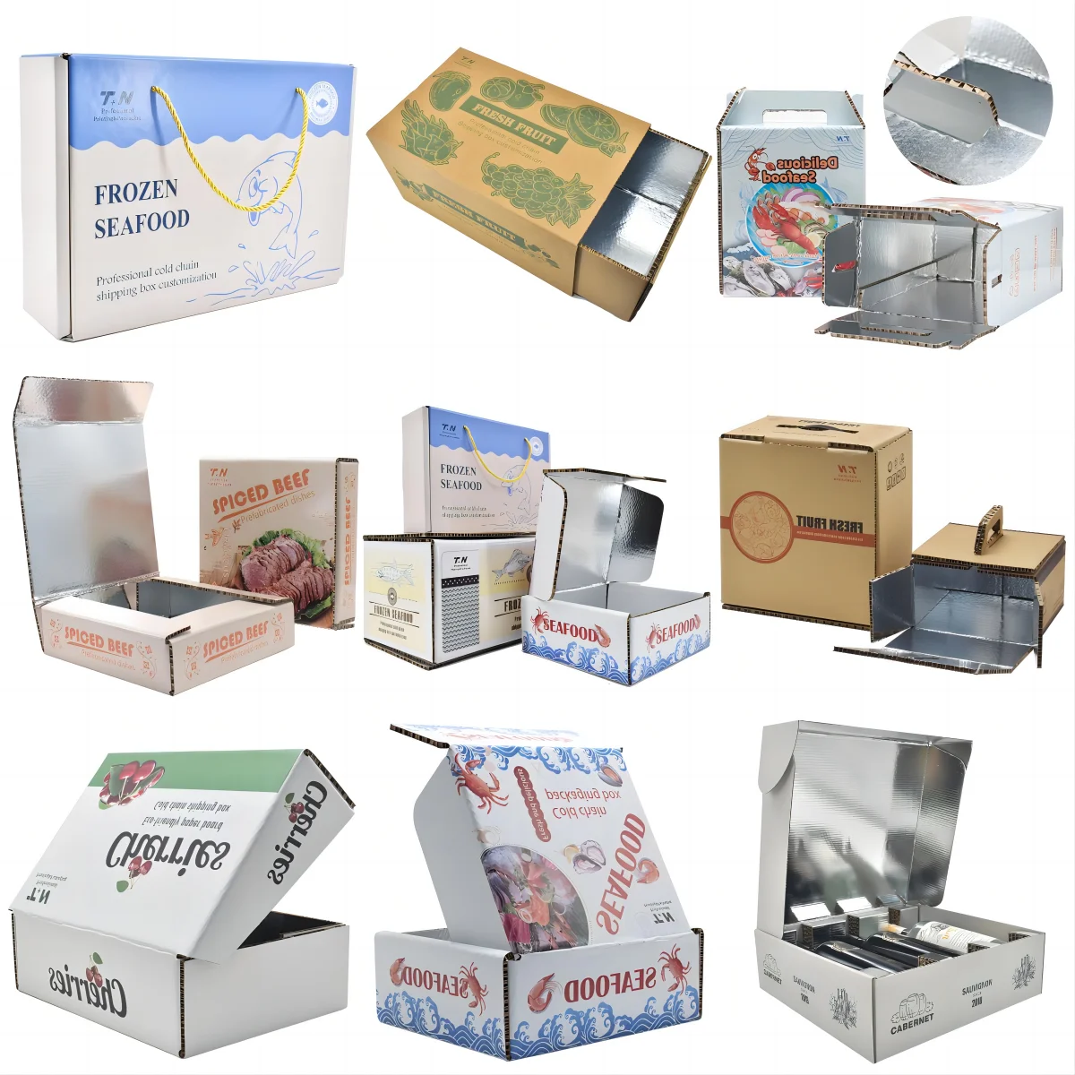 Biodegradable Frozen Food Packaging Insulated Cooler Cardboard Frozen