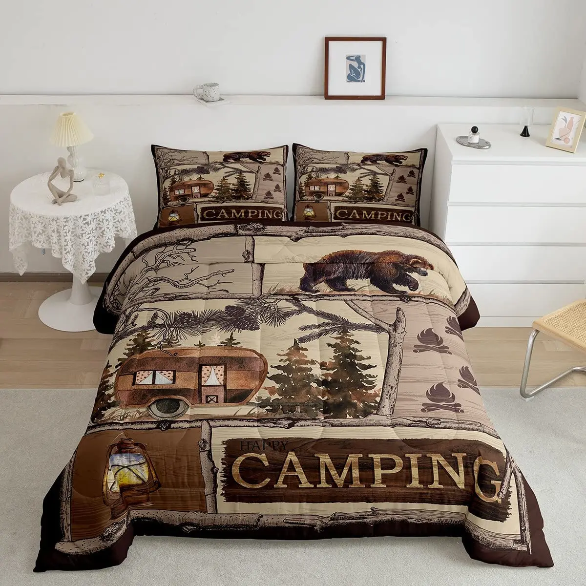 Homemissing Western Bettwäsche 155x220cm - Cowboy Stiefel Design Mit Kuhfell Druck