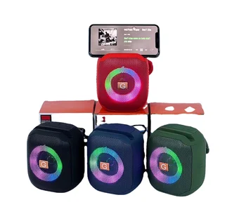 Portable Wireless Bluetooth Speaker with LED Lights, 5H Playtime, Phone Holder Function