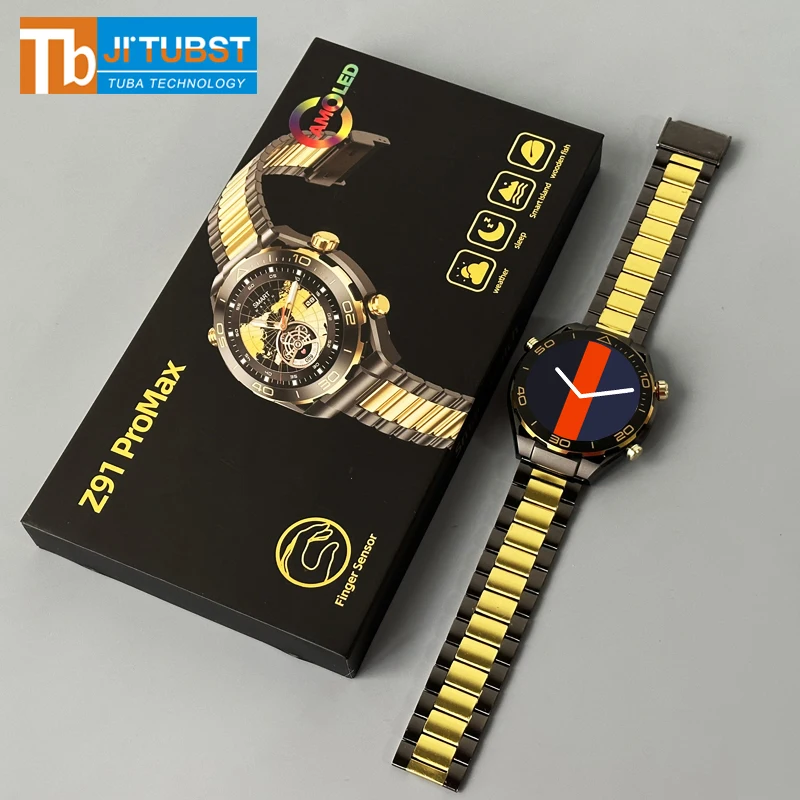 Z91 ProMax Smart Watch 2024 AMOLED Z91 Pro Max Stainless Steel Round Smartwatch for Men Watch