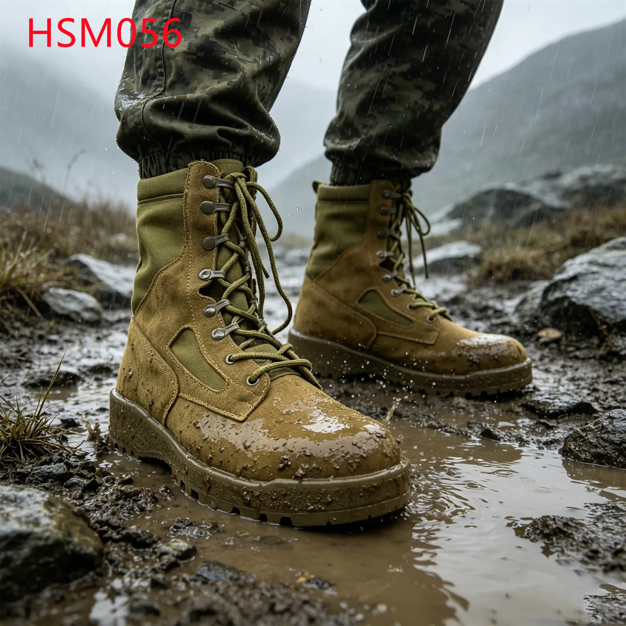 XYM,Rainforest Survey Water-repellent Nylon Fabric Hunting Boots Retail Natural Suede Leather 8