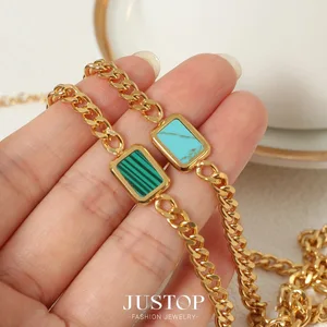 Fashion New Stylish Gold Color Geometric Necklaces for Women Men Enamel Rectangle Pendant Necklace Punk Party Jewelry Gift