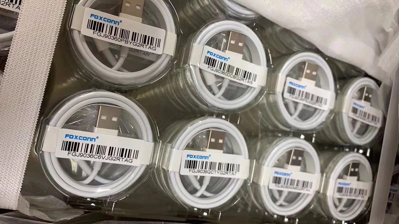 1 м usb-кабель без упаковки Foxconn, Электрический зарядный кабель для iphone