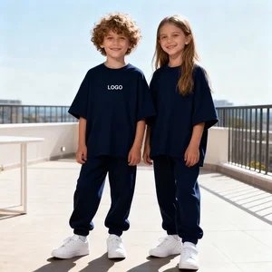 Custom logo Summer Causal Short Sleeve Tshirts Soft Feeling Recycled Fabric t Shirts Shorts Boy Girl Two Piece Sets with logo