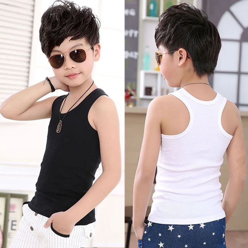 Summer Boys Vest Girls tank Top Thin Rip Kids Clothing Girl Camisole 2021 Children Clothes B038