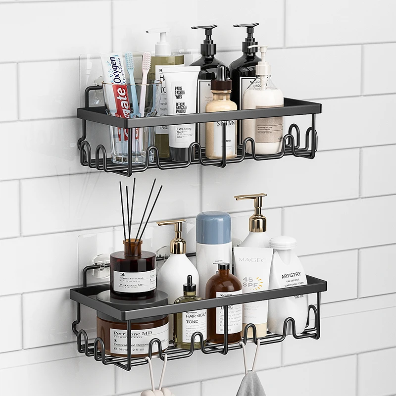 High Quality Stock Easy to Install Waterproof Shower Room No Nailing Removable Wall Mounting Bathroom Shelf
