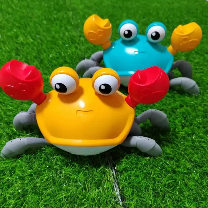 Pt Custom Logo Electric Runaway Crawling Crab Baby Toys Infant Crawling Crab Music Dancing