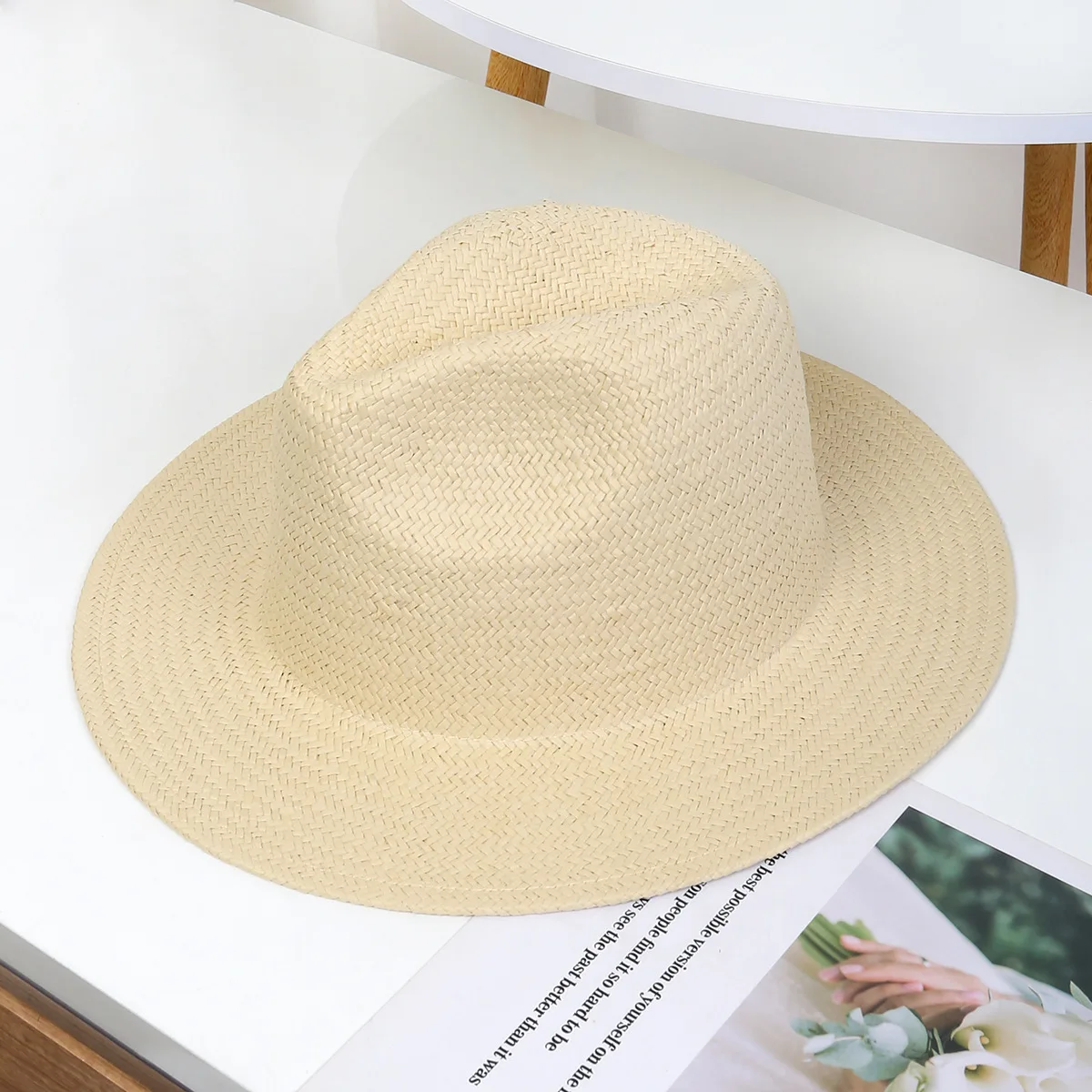 Unisex Straw Sun Hat With Wide Brim And Uv Protection For Beach_voghion.com
