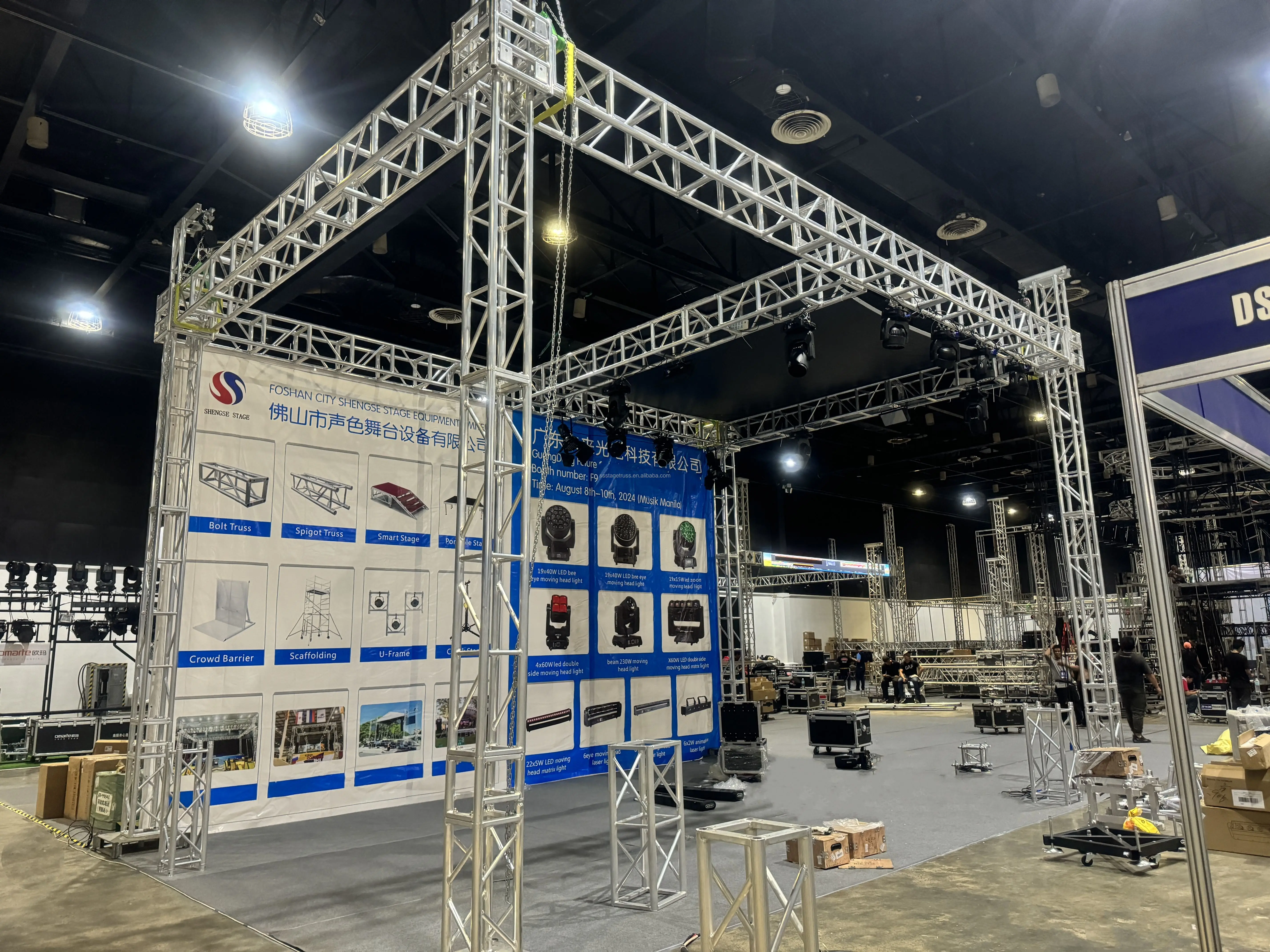 F34 290mm Bolt Truss Aluminum Stage Lighting Truss Display Event Lifting System Manual Hoist Lift Spigot Truss manufacture