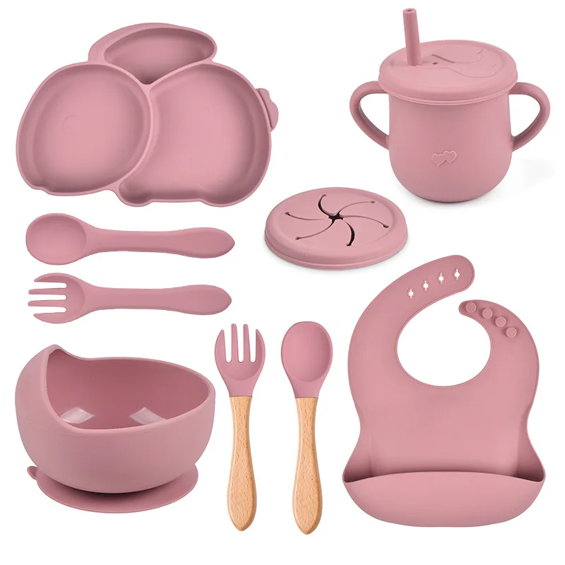 1set/6pcs Silicone Baby Feeding Set With Bib, Bowl, Spoon, Dish, Cup, And  Non-slip Plate For Self-feeding, 2 Compartments, Perfect For Infant And  Toddler Mealtime Training