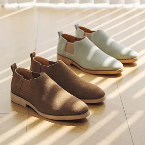 Men's New  Matte Chelsea Boots Breathable Minimalist Design British Style Pointed Casual Leather Height Increasing Soft