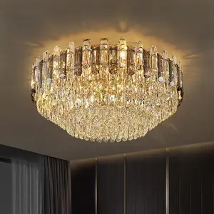 Zeal Lighting Modern Surface Mounted Round Led K9 Crystal Ceiling Light Chandelier Luxury for Living Room