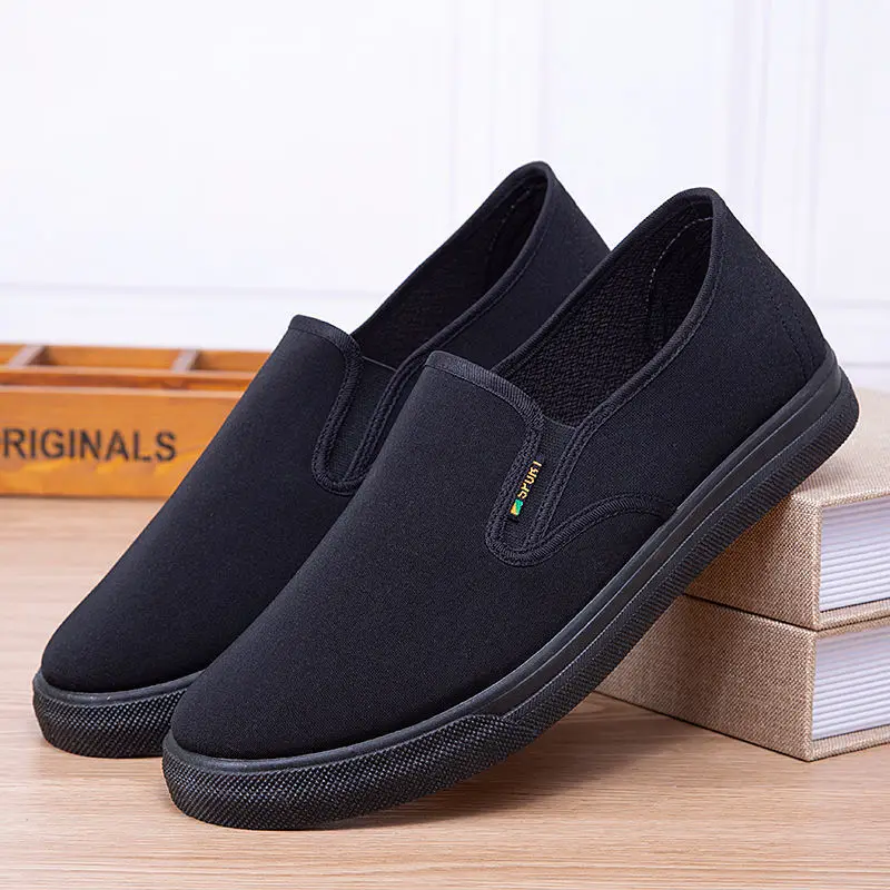 Men's Cloth Shoes Anti Slip Wear-resistant Breathable Round Walking Shoes Comfortable Leisure Shoes