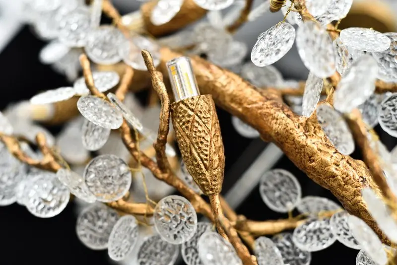 Meerosee Linear S Shape Tree Branch Crystal Modern Chandelier Gold Copper Luxury Chandelier MD87045