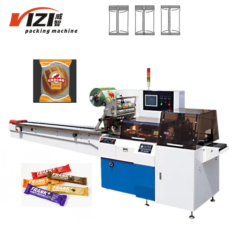 High Efficiency Pillow Automatic Bag Packing Moon Cake Biscuits Cake Chocolates bar Packaging Machine