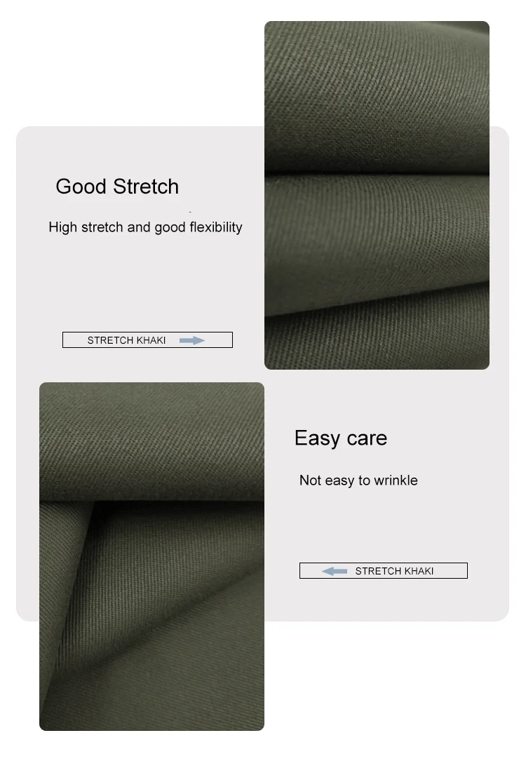 Custom 98 Cotton 2 Spandex Stretch Elastane Brushed Twill Khaki Fabric